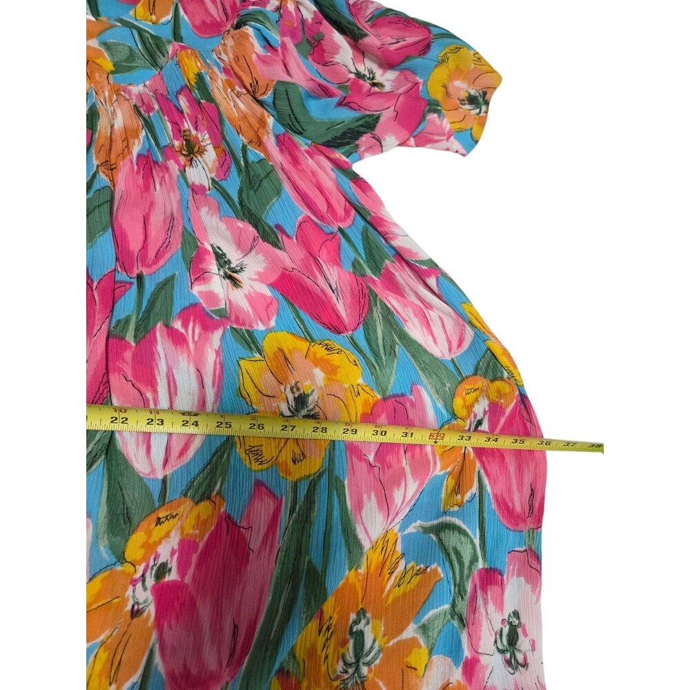 Go Softly Patio Dress Women's XL Colorful Tropical Rayon Pocket Pullover Midi - Picture 7 of 9